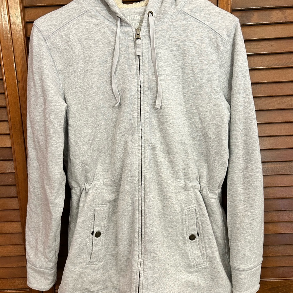 L.L. Bean Light Gray Sherpa-Lined Hoodie